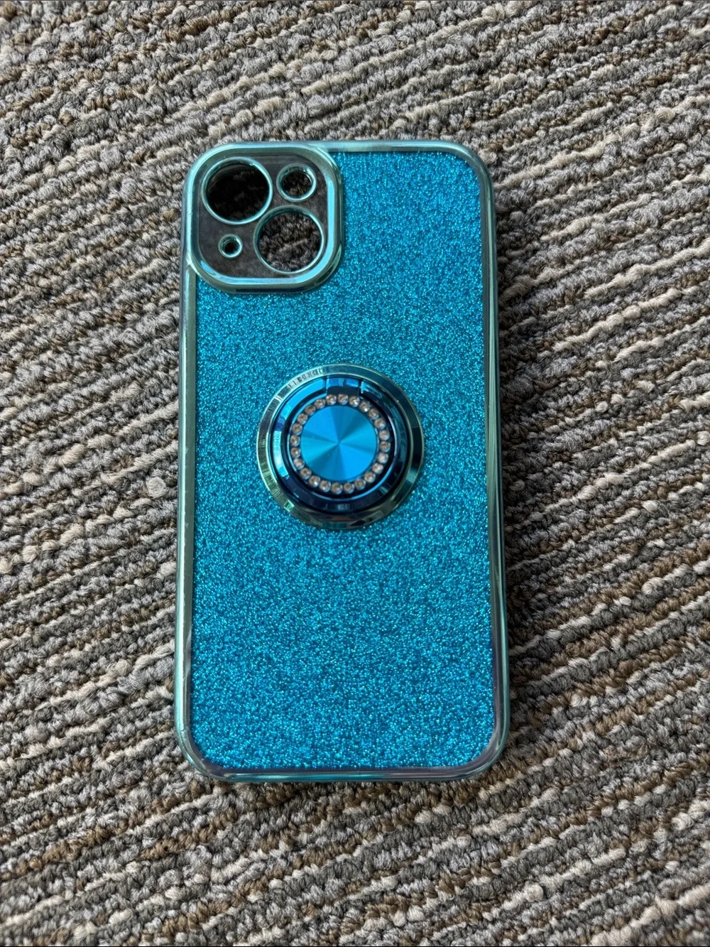 Blue Glitter I Phone 14  Case with Ring Grip